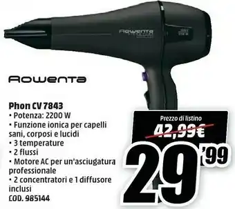 MediaWorld Rowenta Phon CV 7843 offerta