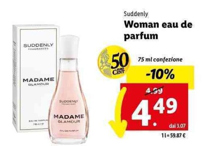 Suddenly Woman eau de parfum 75 ml offerta di Lidl