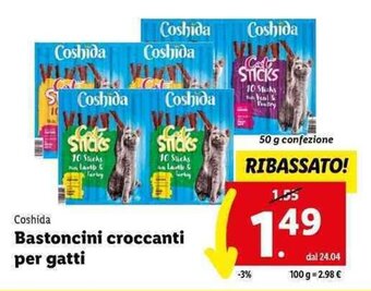 Lidl Coshida Bastoncini croccanti per gatti 50 g offerta