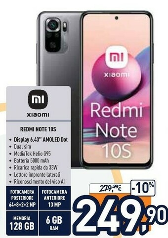 Unieuro Xiaomi Redmi Note 10s offerta
