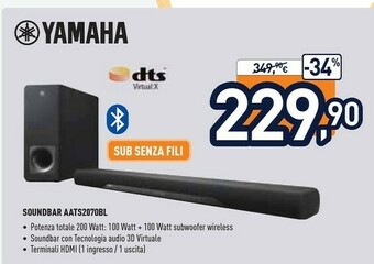 Unieuro Yamaha Soundbar AATS2070BL offerta