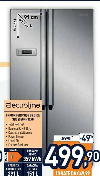 Unieuro Electroline Frigorifero Side By Side SBSE550NH3XF0 offerta
