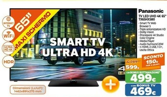 Expert Panasonic TX-65HX580E TV 165,1 Cm (65") 4K Ultra HD Smart TV Wi-Fi Nero offerta