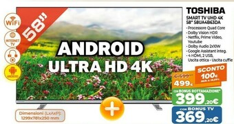 Expert Toshiba Smart TV UHD 4K 58" 58UA4B63DA offerta