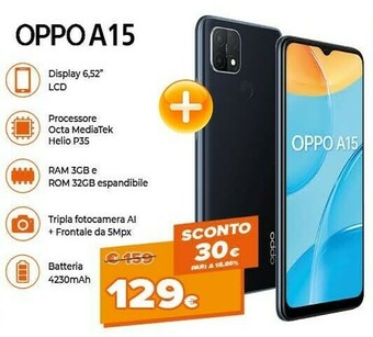 Expert Oppo A15 16,6 Cm (6.52") ColorOS 7.2 4G 3 GB 32 GB 4230 MAh Nero offerta