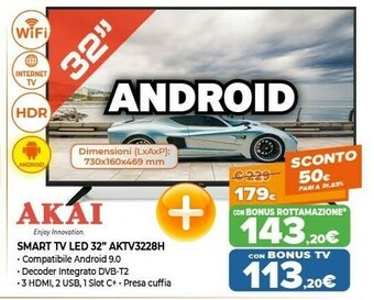Expert Akai Smart TV LED 32 AKTV3228H offerta