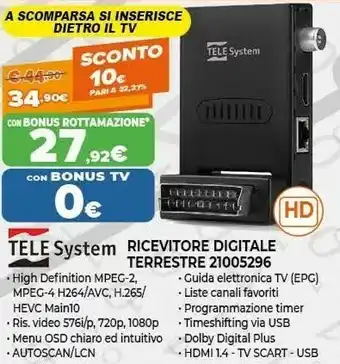 Expert Telesystem Ricevitore Digitale Terrestre 21005296 offerta