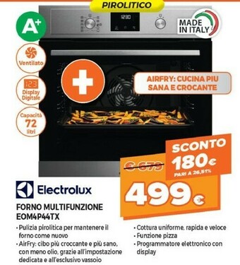 Expert Electrolux EOM4P44TX Forno Elettrico 72 L 2960 W Acciaio Inossidabile A+ offerta