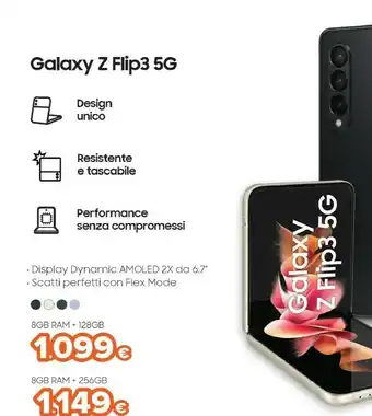 Expert Samsung Galaxy Z Flip3 5G 128GB Green RAM 8GB Display 1,9" Super AMOLED/6,7" Dynamic AMOLED 2X offerta
