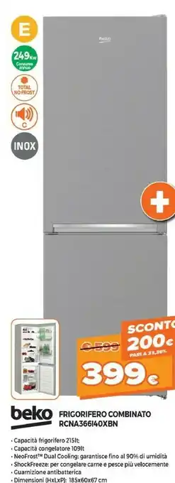 Expert Beko RCNA366I40XBN Frigorifero Con Congelatore Libera Installazione E Acciaio Inossidabile offerta