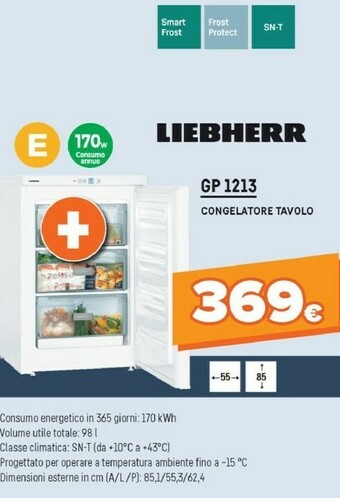 Expert Liebherr GP 1213 Comfort Congelatore Libera Installazione Da Tavolo Bianco 98 L A++ offerta