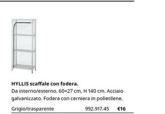 IKEA Hyllis Scaffale Con Fodera offerta