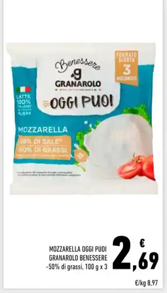 Conad Superstore MOZZARELLA OGGI PUOI GRANAROLO BENESSERE -50% di grassi, 100 g x 3 offerta