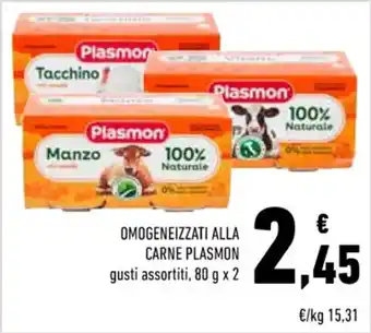 Conad Superstore OMOGENEIZZATI ALLA CARNE PLASMON gusti assortiti, 80 g x 2 offerta