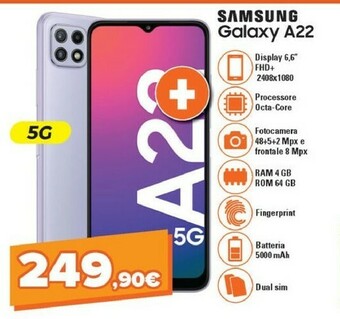 Expert Samsung Galaxy A22 5G 6.6" 64 GB Espandibile Violet offerta