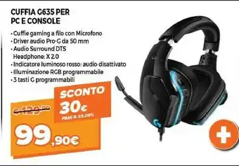 Expert Logitech Cuffia G635 Per Pc E Console offerta