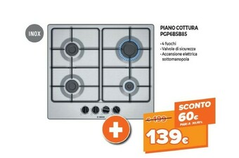 Expert Bosch Bosch Serie 4 PGP6B5B85 piano cottura Acciaio inossidabile Da incasso 58 cm Gas 4 Fornello(i) offerta