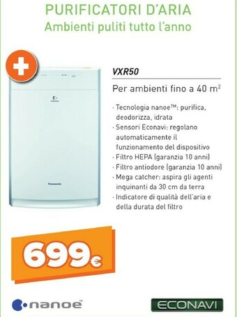 Panasonic F-VXR50G-W Purificatore 40 M² 51 DB Bianco 45 W