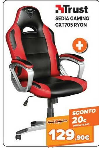 Expert Trust GXT 705 Ryon Sedia Da Gaming Per PC Nero, Rosso offerta