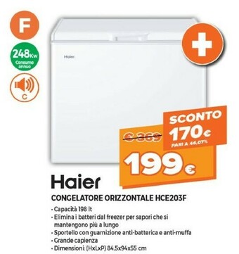 Expert Haier CONGELATORE ORIZZONTALE HCE23F offerta