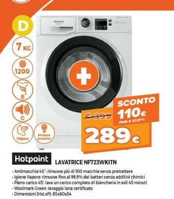 Expert Hotpoint NF723WK IT N Lavatrice Libera Installazione Caricamento Frontale 7 Kg 1200 Giri/min D Bianco offerta
