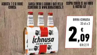 Conad Superstore BIRRA ICHNUSA 33 cl x 3 offerta