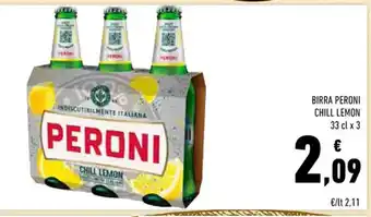 Conad Superstore BIRRA PERONI CHILL LEMON 33 cl x 3 offerta