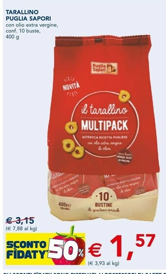 Esselunga Puglia sapori Tarallino Con Olio Extravergine Di Oliva 400 G(ml) offerta