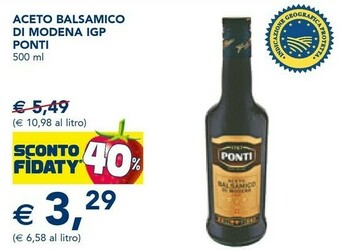 Esselunga Ponti Aceto Balsamico Di Modena IGP 500 G(ml) offerta