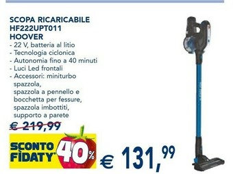 Esselunga Hoover H-FREE 200 HF222UPT 011 Senza Sacchetto Nero offerta