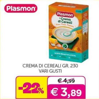 Universo Bimbo Plasmon CREMA DI CEREALI GR. 230 VARI GUSTI offerta