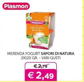 Universo Bimbo Plasmon MERENDA YOGURT SAPORI DI NATURA 2X120 GR. - VARI GUSTI offerta