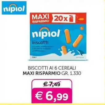 nipiol BISCOTTI AI 6 CEREALI MAXI RISPARMIO GR. 1.330