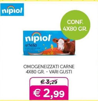 Universo Bimbo nipiol OMOGENEIZZATI CARNE 4X80 GR.- VARI GUSTI offerta