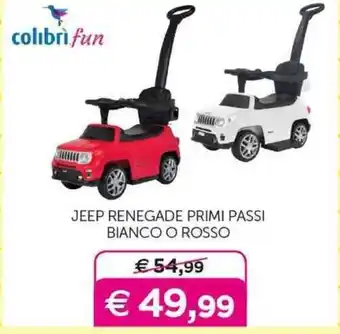 Universo Bimbo colibrì fun JEEP RENEGADE PRIMI PASSI BIANCO O ROSSO offerta