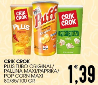 SpesAmica CRIK CROK PLUS TUBO ORIGINAL/ PALLINA MAXI/PAPRIKA/ POP CORN MAXI 80/85/100 GR offerta