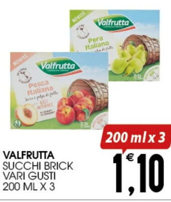 SpesAmica VALFRUTTA SUCCHI BRICK VARI GUSTI 200 ML X 3 offerta