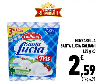 Conad MOZZARELLA SANTA LUCIA GALBANI 125 g x3 offerta