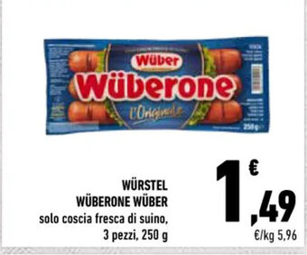 Conad WÜRSTEL WÜBERONE WÜBER 3 pezzi, 250 g offerta