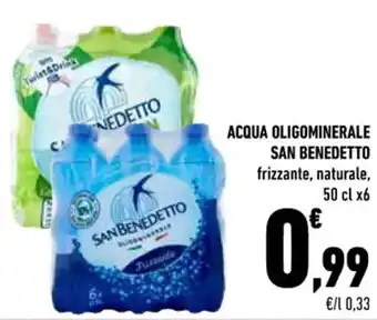 Conad ACQUA OLIGOMINERALE SAN BENEDETTO frizzante, naturale, 50 cl x6 offerta