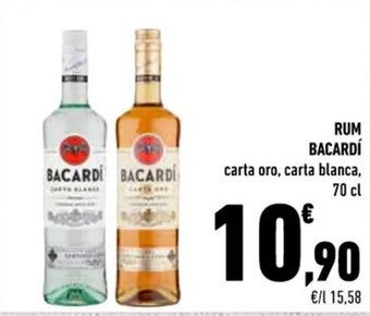 RUM BACARDÌ carta oro, carta blanca, 70 cl