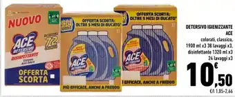 Conad DETERSIVO IGIENIZZANTE ACE colorati, classico, 1900 ml x3 38 lavaggi x3 offerta