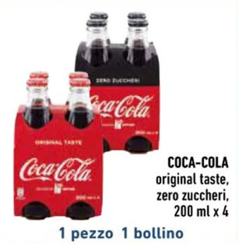 Conad COCA-COLA original taste, zero zuccheri, 200 ml x 4 offerta