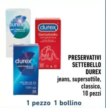 Conad PRESERVATIVI SETTEBELLO DUREX jeans, supersottile, classico, 10 pezzi offerta