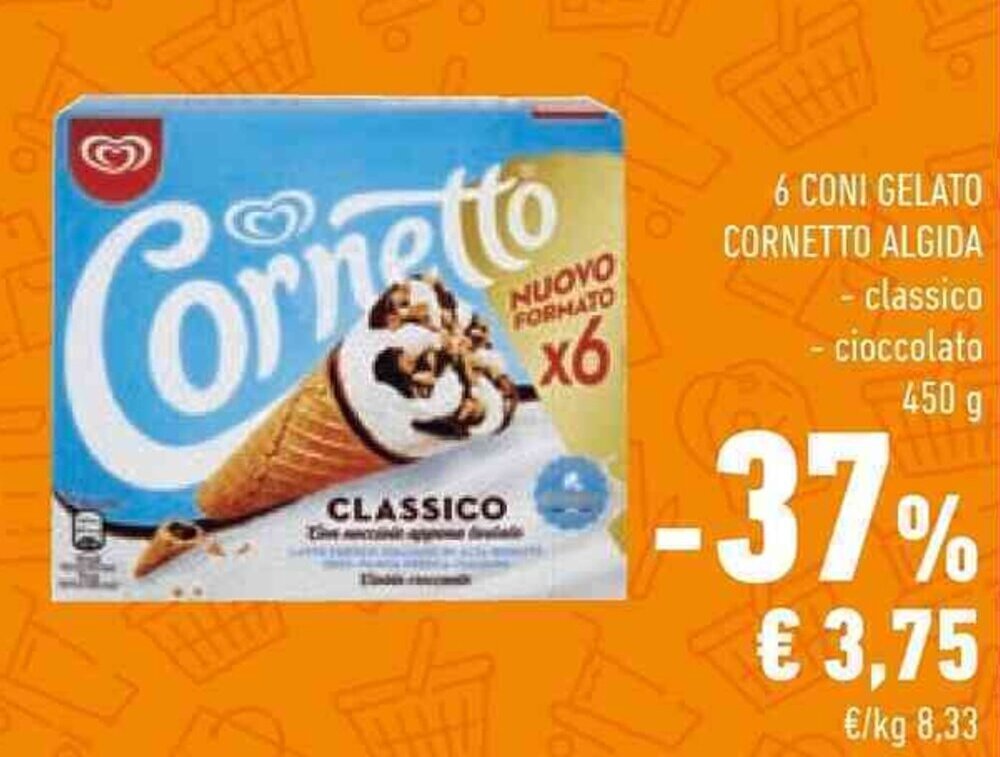 6 CONI GELATO ALGIDA 450 g offerta di Conad