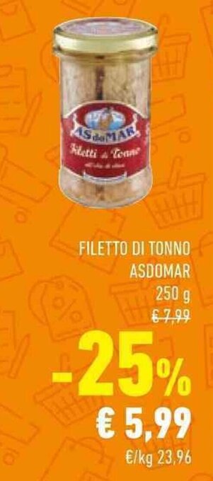 Conad FILETTO DI TONNO ASDOMAR 250 g offerta