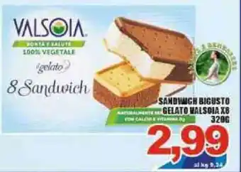 Sacoph Valsoia Sandwich Bigusto Gelato X8 320g offerta
