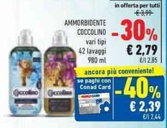 Conad AMMORBIDENTE COCCOLINO vari tipi 42 lavaggi 980 ml offerta