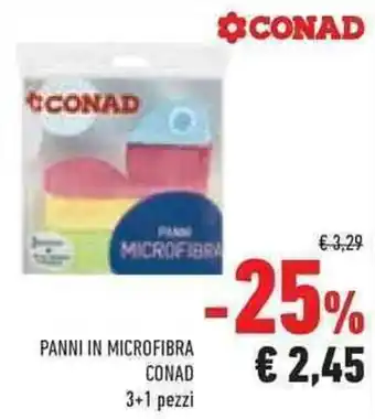 Conad PANNI IN MICROFIBRA CONAD 3+1 pezzi offerta