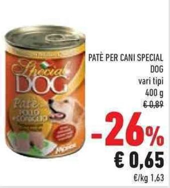 Conad PATE PER CANI SPECIAL DOG vari tipi 400 g offerta